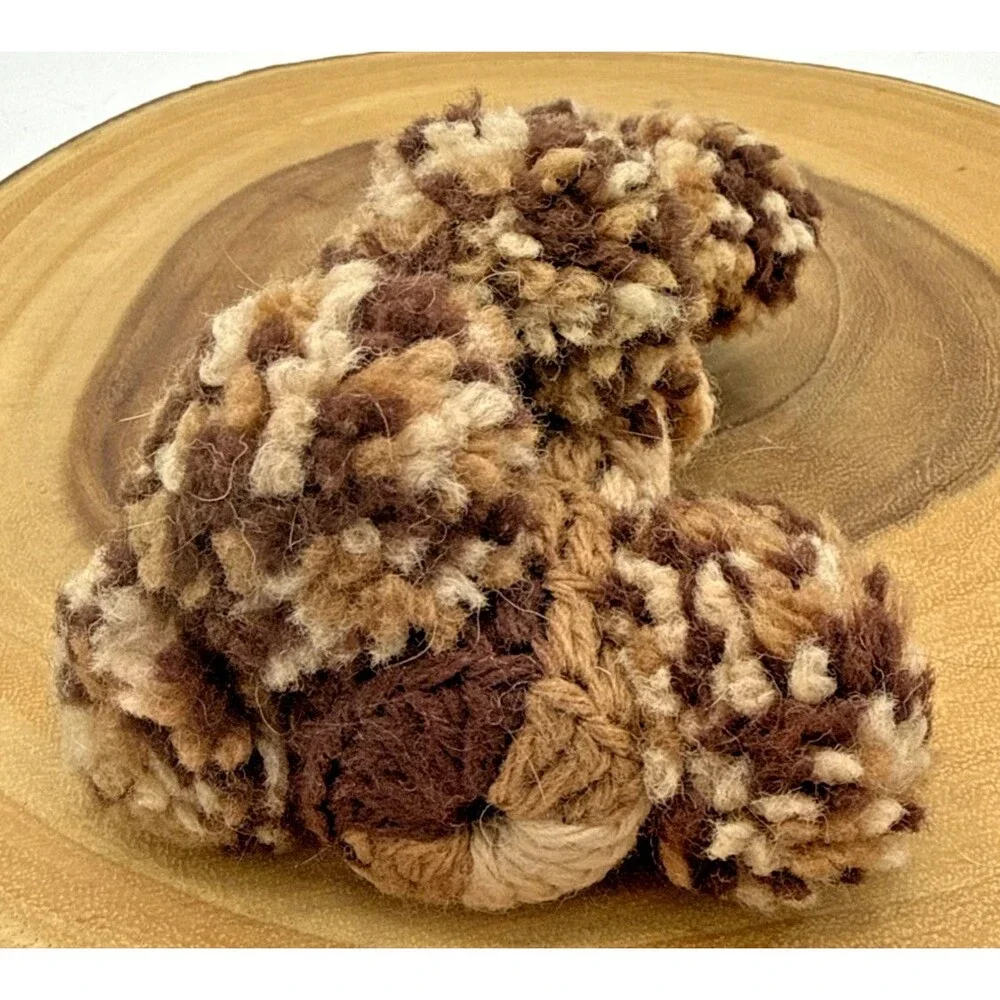 Vintage Poodle Dog Crochet Handmade Brown/Tan Yarn Retro Decor 6.5”